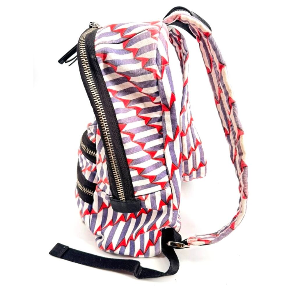 MARC JACOBS Paris Kiss Denim Backpack Red White Blue Cotton & Leather - Picture 4 of 11